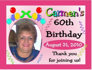 15 60th birthday photo magnets favors pink any color one