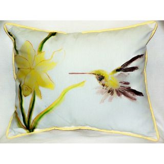 Betsy Drake Interiors Garden Yellow Hummingbird Indoor Outdoor Pillow 