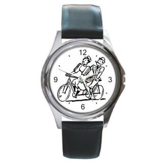 Bicycle Built for Two Retro Tandem Bike Art Wrist Watch