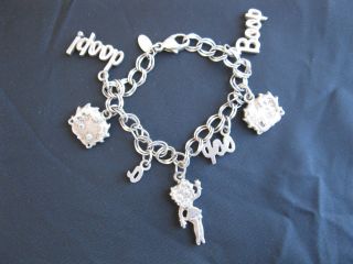 Vtg Betty Boop Sterling Silver Charm Bracelet 25 Grams