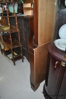 Vintage English Bevan Funnell Mahogany & Curved Glass Corner Curio 