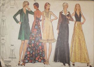 Vtg 70s Vogue Halter Evening Dress Jacket Pattern 34B