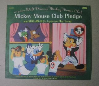 Mickey Mouse Club Pledge 78 Record 1962 Mint with A Japanese Play 