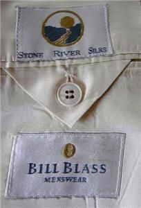 Bill Blass Beige Stone River Silk Sport Coat Blazer 42R