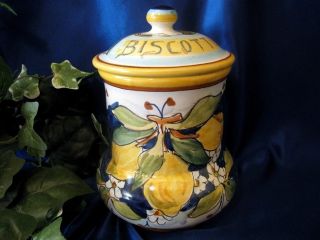 VIETRI Italian Pottery TUSCAN LEMONS Biscotti Jar Canister w/Lid