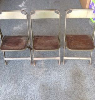 Antique Clarin Manufacturing Industrial Childrens Folding Chairs 