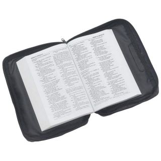 New Large Black Solid Leather Bible Cover Book Case Tote Holy Cross 