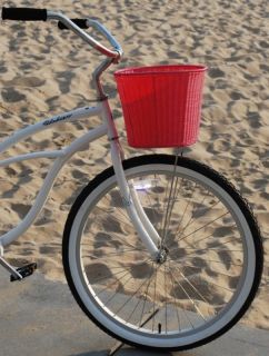 Bicycle Basket Faux Rattan Weave Pink Cruiser