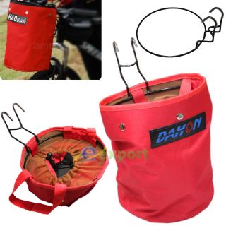 Bike Bicycle Canvas Basket Bag Handlebar Front Red New
