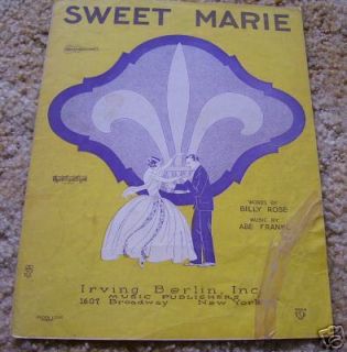 Sweet Marie Billy Rose Irving Berlin Sheet Music 1927