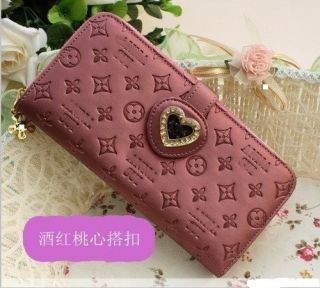   Women Long Red Purse Wallet Zip Clutch Mobile Phone Case Bag