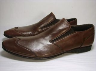Blokes Mens Bingham Brown Leather Slip on Dress Loafers Shoes Sz 9 