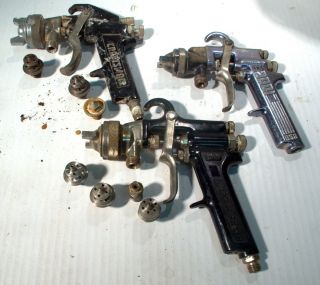 Lot of Three Paint Guns Bink Model 7 Craftman Binks 2001Plus Tips and 