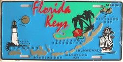 Key West All Metal License Plate Map of Florida Keys