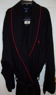 41 50 Mens Polo Ralph Lauren Soft Flannel Robe Black Large XL