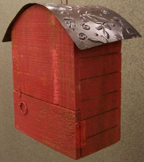 Bird House Weathered Painted Wood Red Rustic Barn New