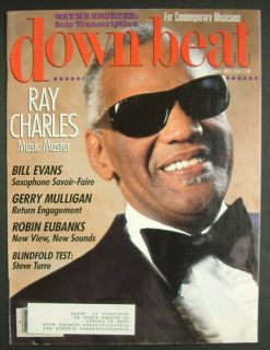 Down Beat Magazine 1989 Ray Charles Gerry Mulligan Bill Evans