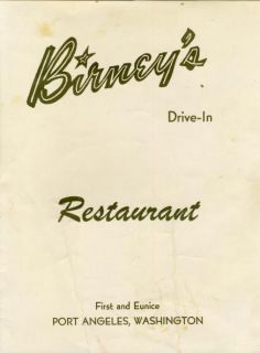 birney s drive in menu port angeles washington 1963 a menu cover from 