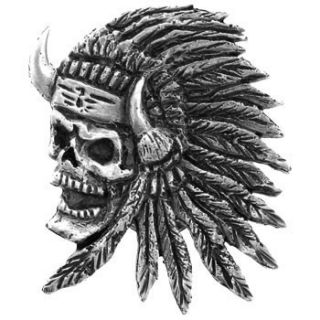 Indian Chief Skull Leather Jacket Vest Biker Pin