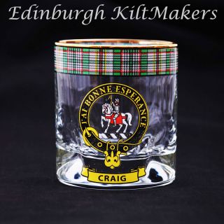 MacFarlane Clan Crested Whisky Glass Tartan Whisky Glasses