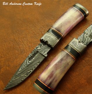 Bill Andersons 1 of A Kind Custom Damascus Skinning Knife Fossil 