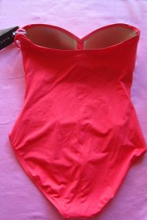 Red Bandeau Top Slimming One Piece Bathing Suit Swimsuit Swimwear Size 