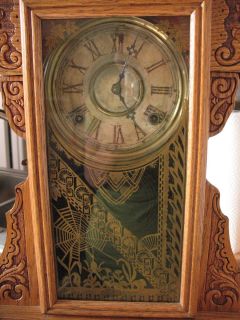 William L Gilbert Antique Oak Kitchen Clock No. 43 Excellent Condition 