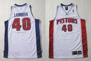 Authentic Detroit Pistons Bill Laimbeer White Jersey Sz 40