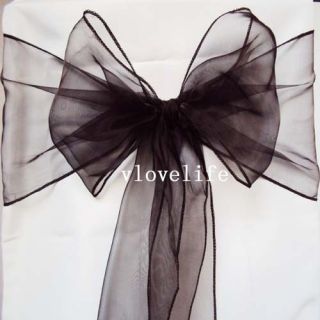 10pcs new black organza chair sashes bow cover wedding party banquet 
