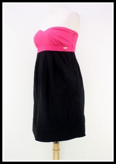 Billabong Size M Hot Pink Black Color Block Strapless Casual Button 