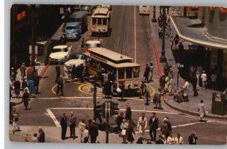Postcard..Powell & Market Streets Cable Car Turntable..San Francisco 
