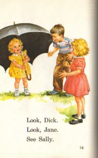 Dick and Jane 1956 Pre Primer We Look and See 1st Grade Reader Vintage 