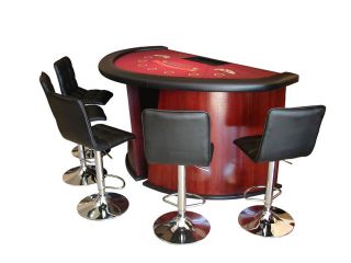 Blackjack Table Set with 6 Bar Stools and Custom Layout
