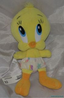   1998 Warner Bros Plush Stuffed 9 BABY TWEETY BIRD Diaper Looney Tunes