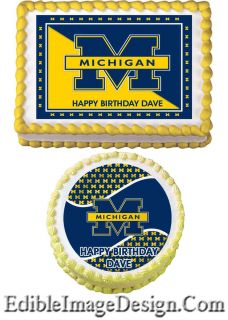 University of Michigan Edible Birthday Cake Party Image Cupcake Topper 