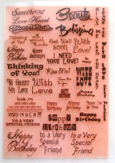 Happy Birthday Greetings Large Sheet 7x10 Clear Acrylic Stamps FLONZ 
