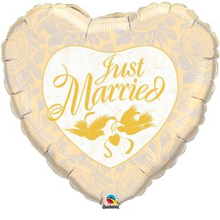Just Married Gold 18 Foil Heart Shaped Helium Balloon £2.49