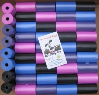 Biodegradable Pet Dog Waste Poop Bags Pick Up Pink Blue Black Purple 