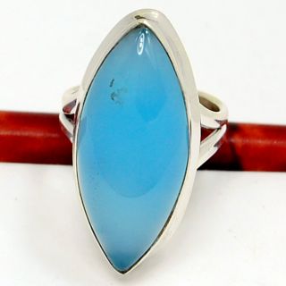 BR260 Blue Chalcedony 925 Sterling Silver Ring Jewelry s 7