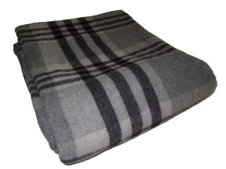   Lauren Grey Tartan Plaid Estate Wool Blanket Polo Gray Throw