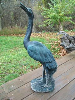 Heron Crane fountain pond water garden bird statue sculpture figurine