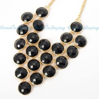   Chain Black Circle Resin Beads Triangle Array Pendant Necklace