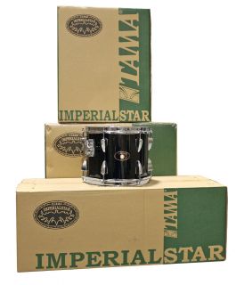    Edition 6pc Imperialstar Hairline Black Drum Set w Cymbals Hardware