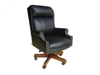 Genuine Black Leather Executive Office Desk Chair