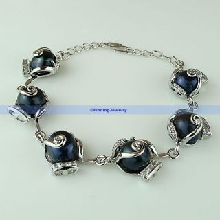 steal them quickly 8 freshwater black pearl swarovski crystal bracelet