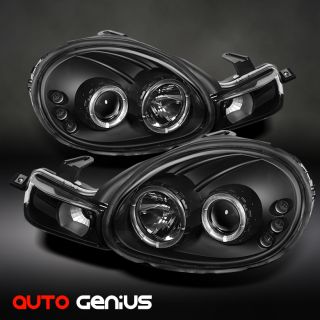00 02 Neon Black Halo Projector Headlights w LED Front Lamps Instant 