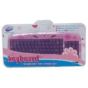   Girl Gear Pink Daisy Compact USB Keyboard w Purple Keys