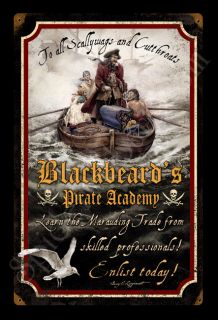 Blackbeard Pirate Gary Lippincott New Vintage Tin Metal Sign Fantasy 