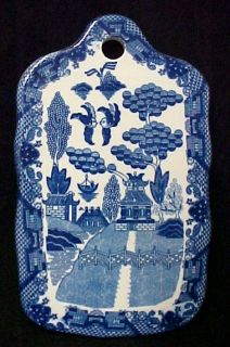Blue Willow Porcelain China Cutting Board Bread Cheese