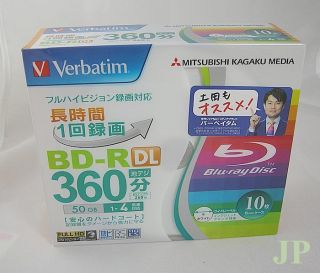 10 Verbatim Blank Blu Ray Discs 50GB BD R DL 4X Bluray